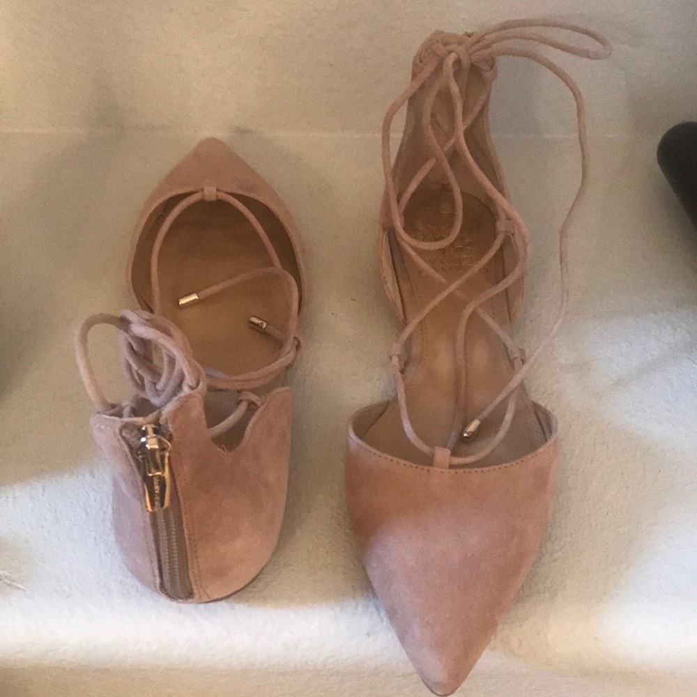 Vince Camuto blush lace up flats NWOT